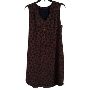 41 Hawthorn brown red animal print sleeveless button down dress size medium